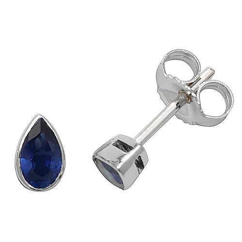 9ct Gold Sapphire Pear Shape Stud Earrings
