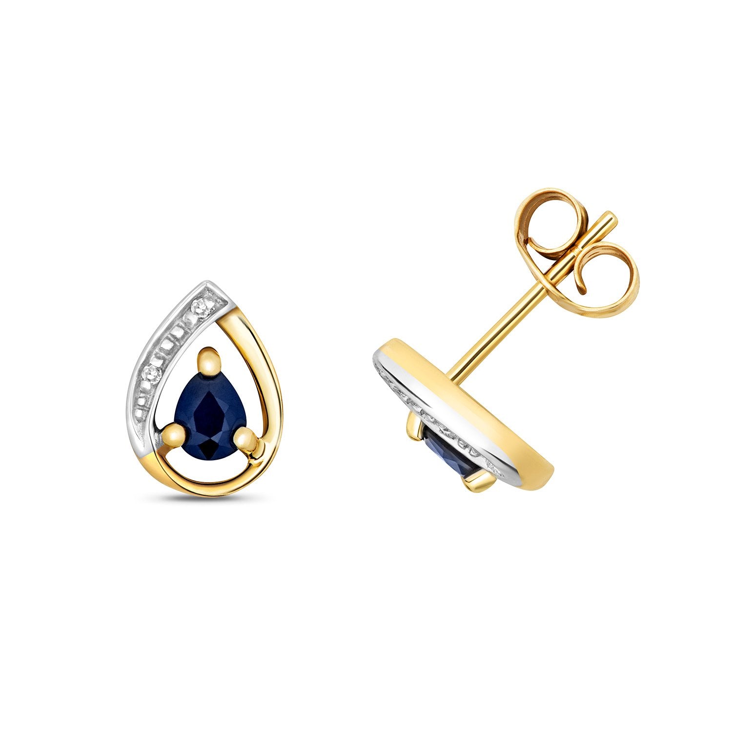 Sapphire & Diamond Pear Shape Stud Earrings