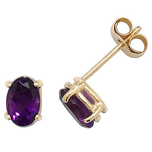 Oval Amethyst Stud Earrings (Ed242a)