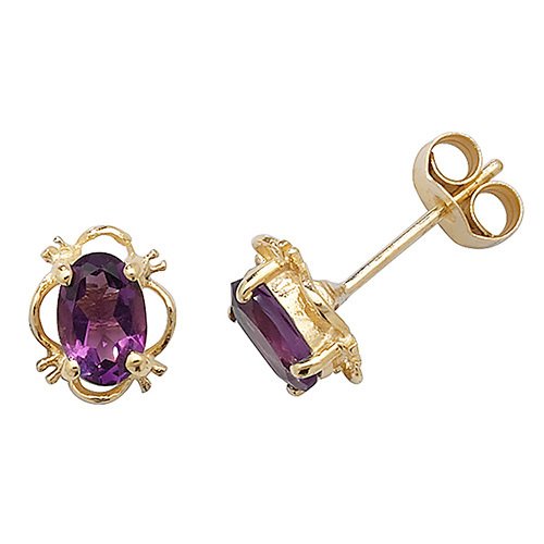 Oval Amethyst Stud Earrings (Ed412a)