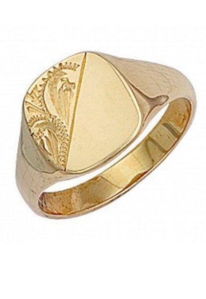 9ct Gold Square Engraved Signet Ring (R0124)
