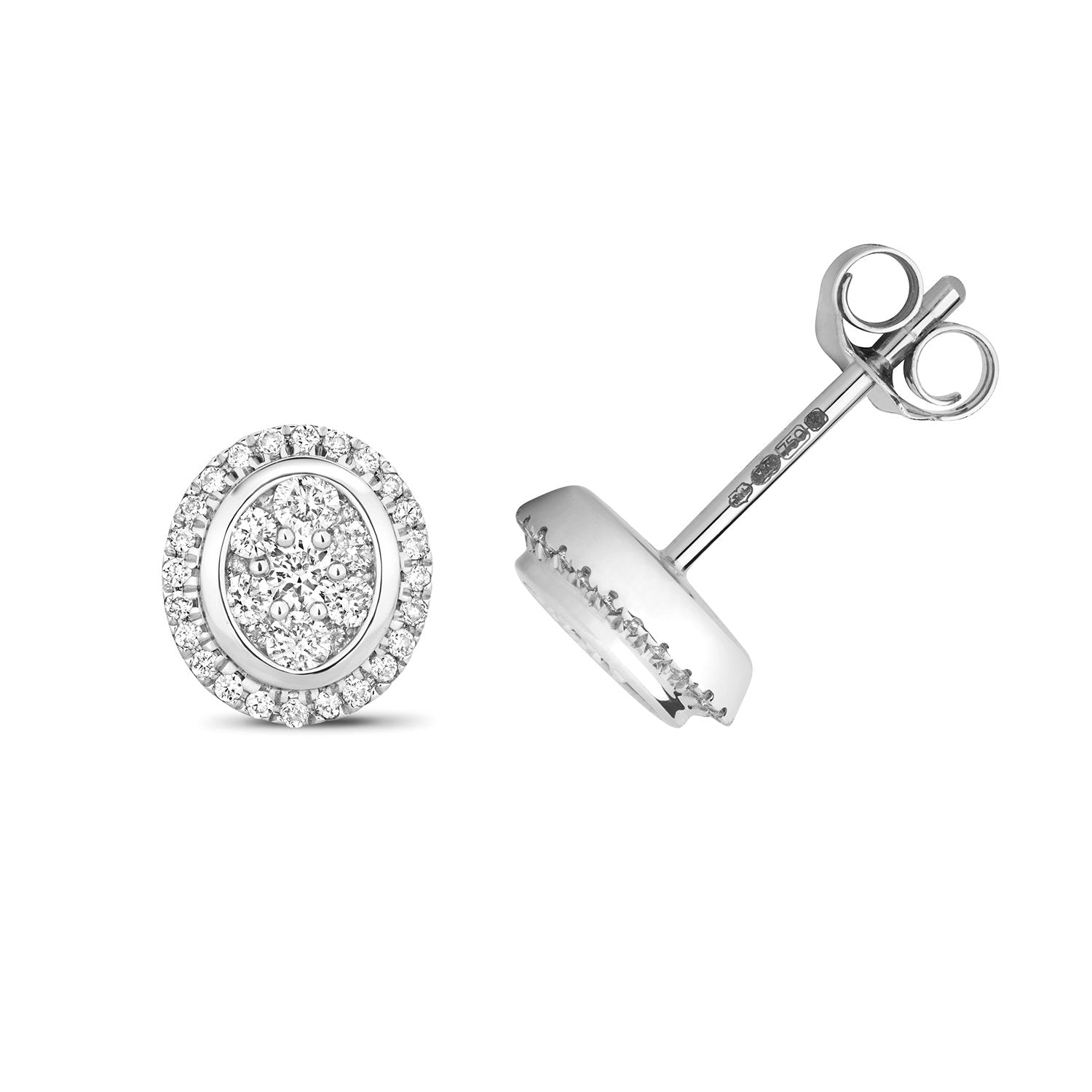 Oval Diamond Halo Stud Earrings