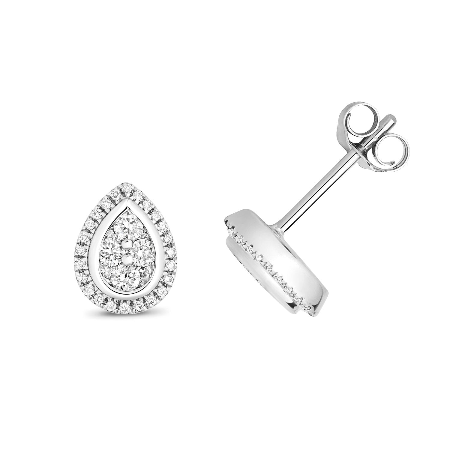 Pear Diamond Halo Stud Earrings