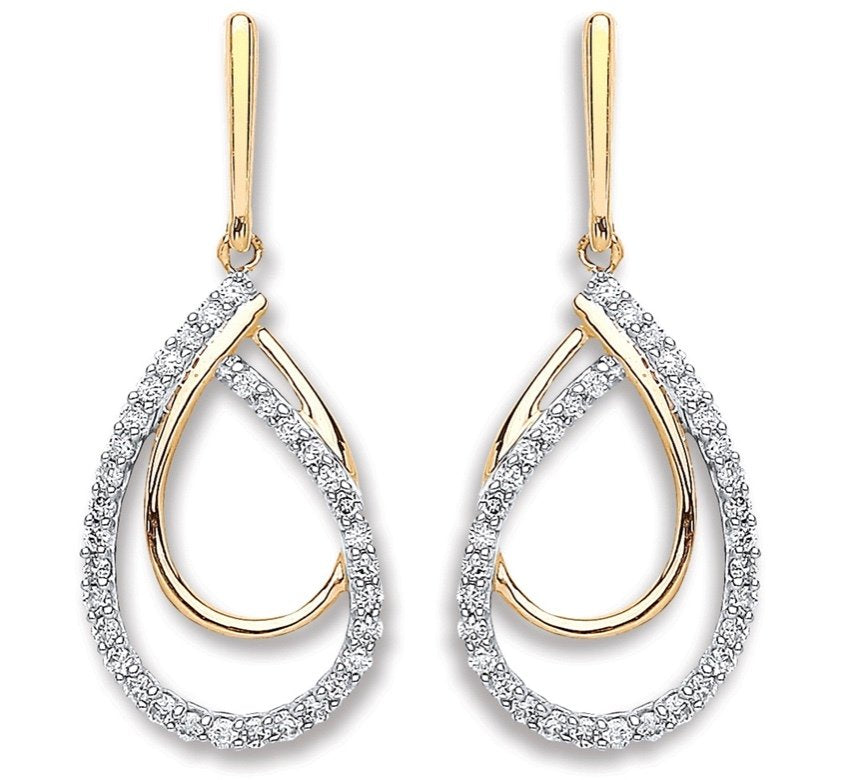 Yellow Gold Diamond Drop Earrings