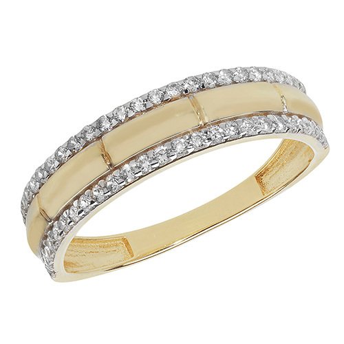 9ct Gold Two Row Cubic Zirconia Ring (Rn879)