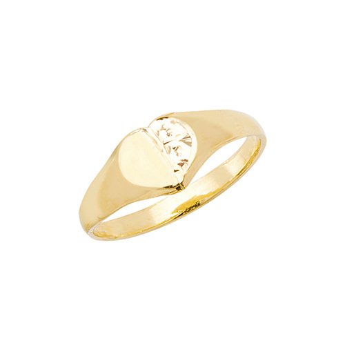 9ct Engraved Heart Signet Ring (R0228)