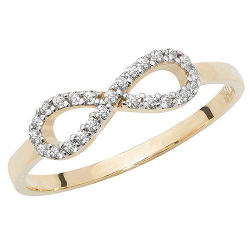 9ct Gold Cubic Zirconia Infinity Ring (Rn912)