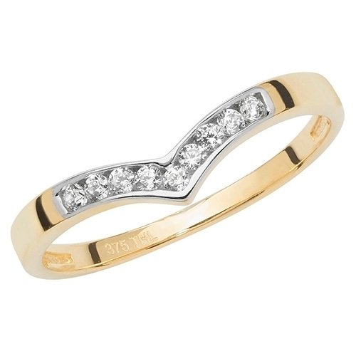 9ct Gold Channel Set Cubic Zirconia Wishbone Ring (Rn910)
