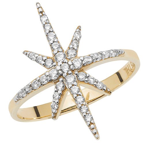 9ct Gold Cubic Zirconia Star Ring (Rn916)