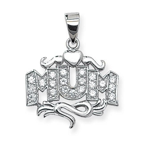 Silver Cubic Zirconia MUM pendant (G6337)