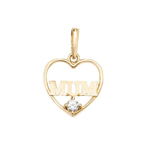 9ct Gold Cubic Zirconia Heart Pendant (Pn1049)