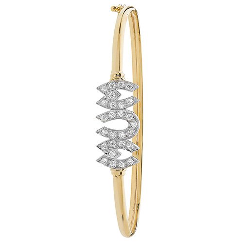 9ct Gold C/Z MUM Bangle (Bn329)