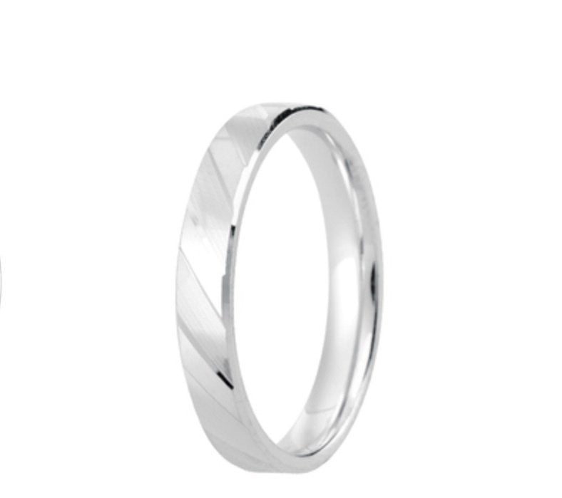 9ct Polished & Matt Flat Court 4mm Wedding Ring (DC106)