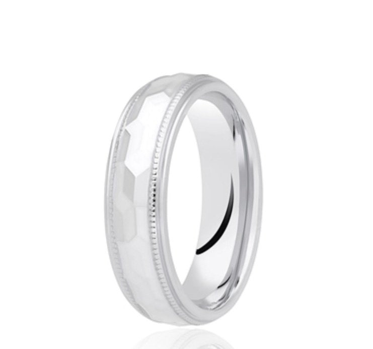 9ct Hammered Finish Court wedding Ring (Dc300)