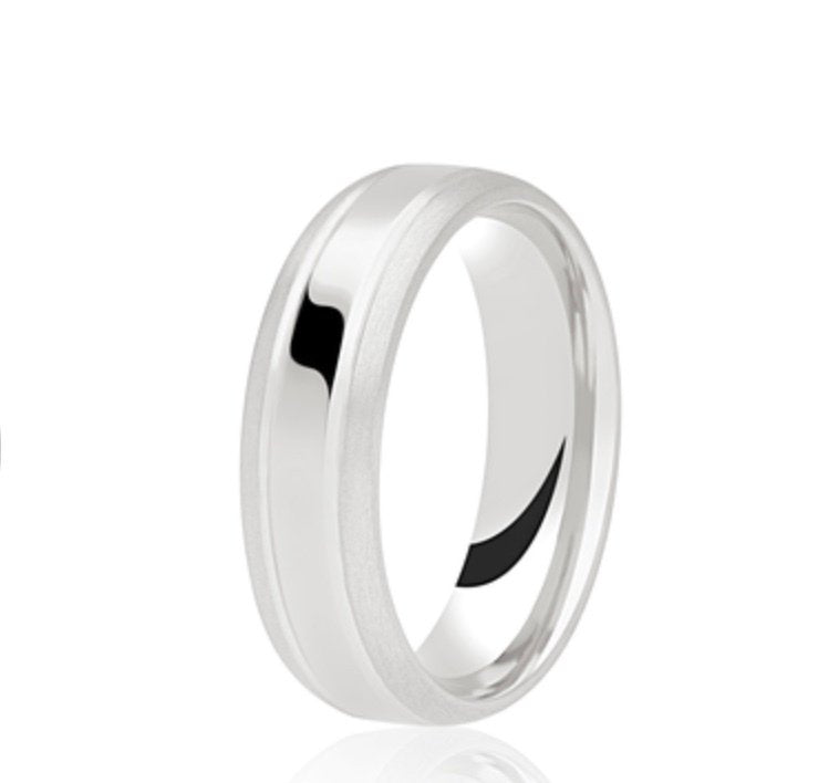 9ct Polished & Brushed Court Wedding Ring (Dc117bc)
