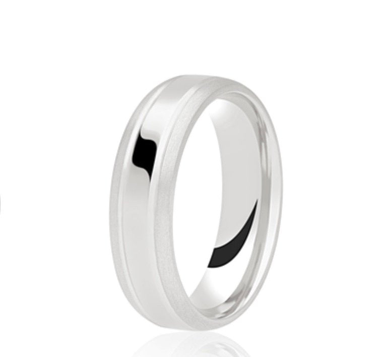 9ct Polished & Brushed Court 6mm Wedding Ring (Dc117bc)