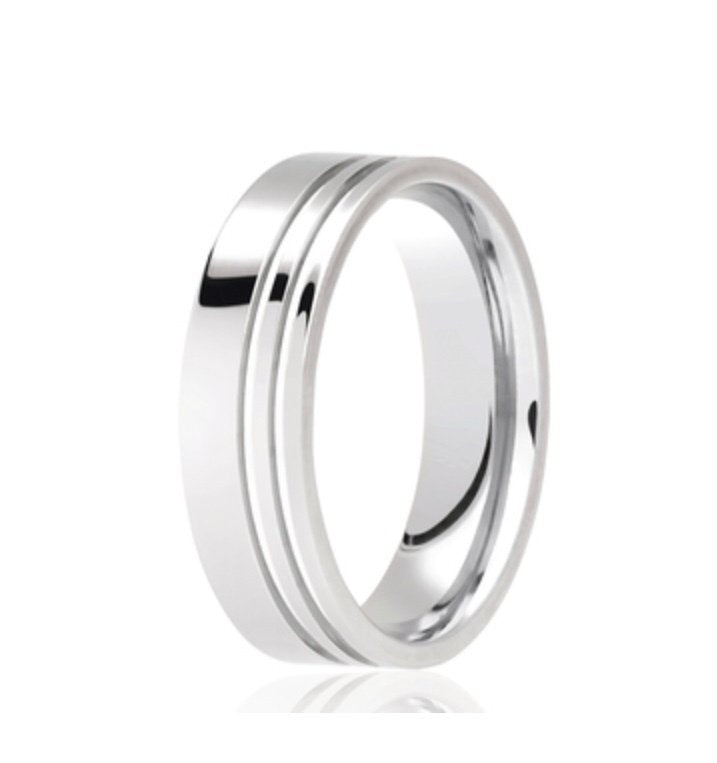 9ct Matte & Polished 5mm Flat Court Wedding Ring (Dc157b)