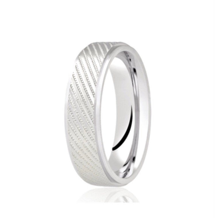 9ct Millgrain Flat Court 6mm Wedding Ring (DC121)