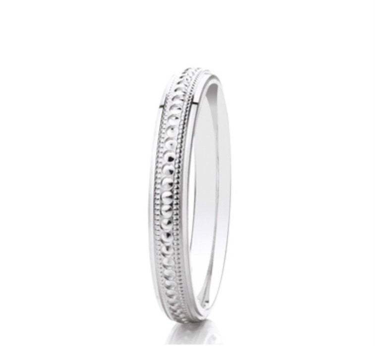 9ct Millgrain Edge Court 3mm Wedding Ring (Ar503)