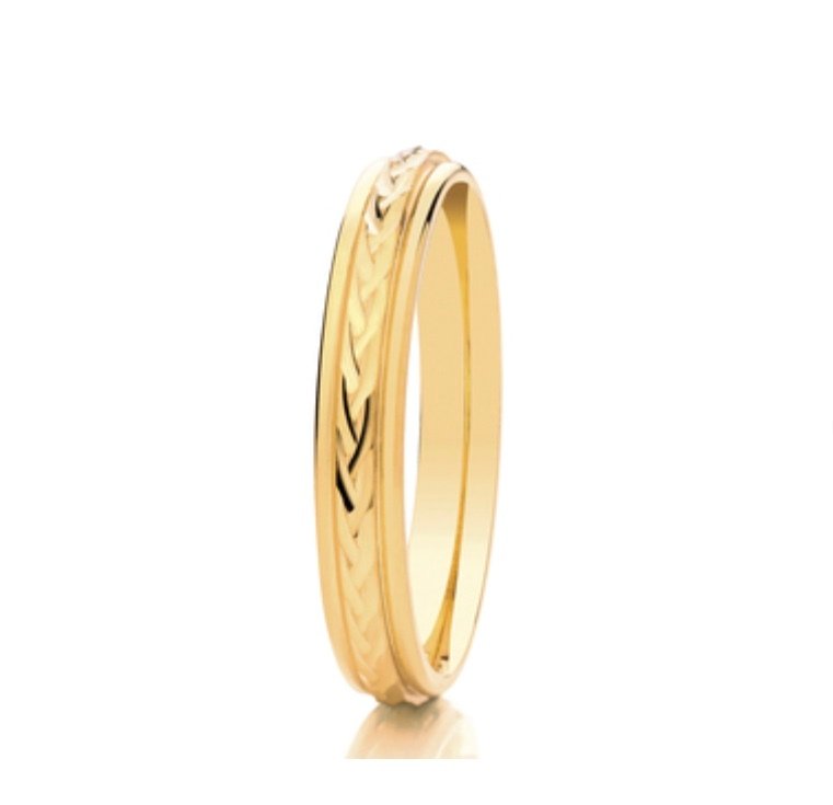 9ct Braid Centre Court 4mm Wedding Ring (AR506)