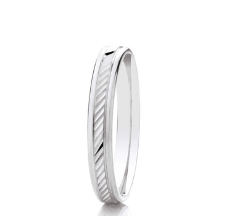 9ct Diagonal Diamond Cut 3mm Flat Court Wedding Ring (Ar501)
