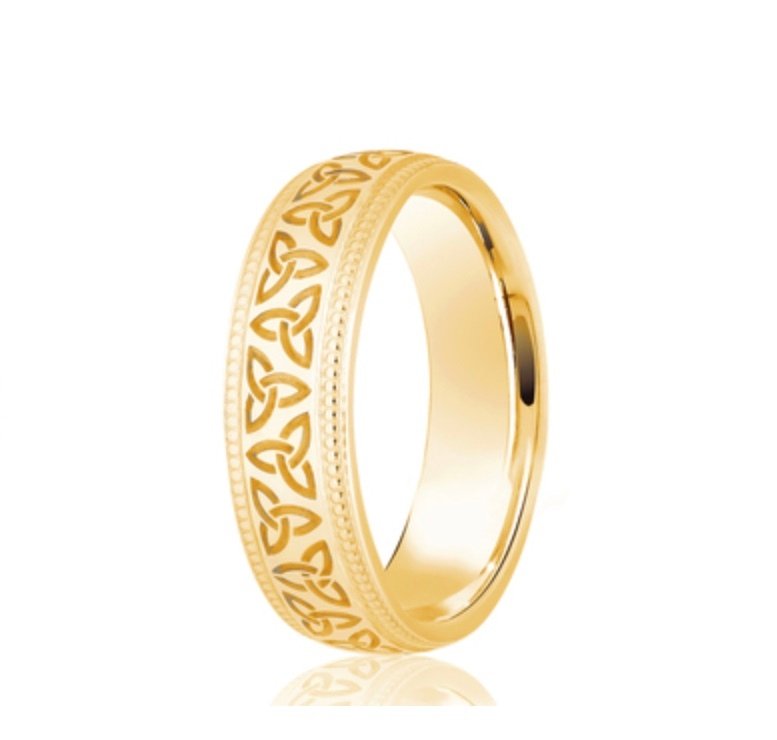 9ct Celtic & Millgrain Traditional Court 6mm Wedding Ring (L107)