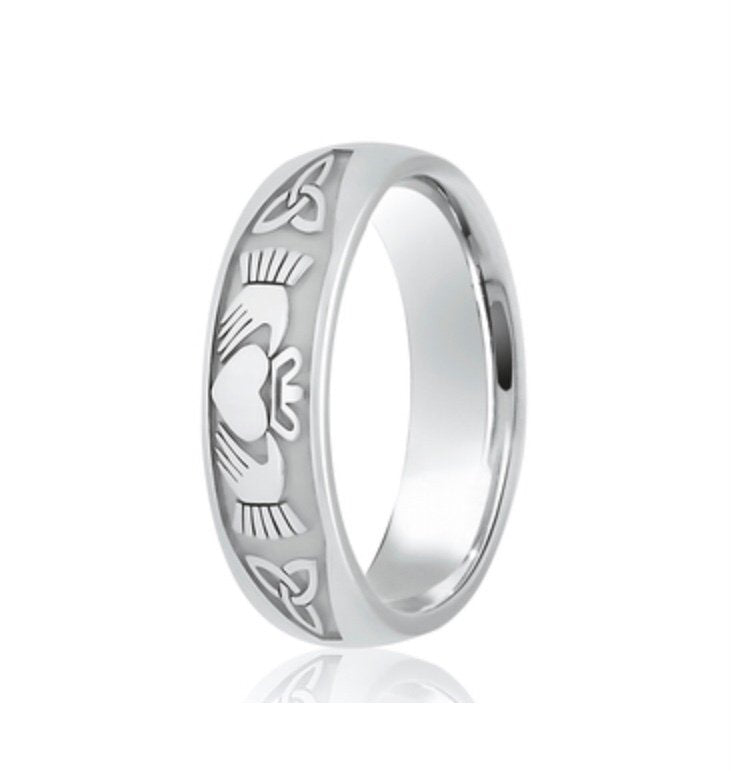 9ct Claddagh & Celtic Traditional Court 6mm Wedding Ring (L103)