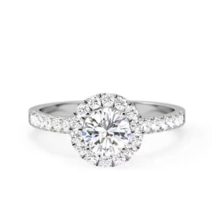 1.06ct Halo Set Round Diamond Solitaire Ring (R16747a)