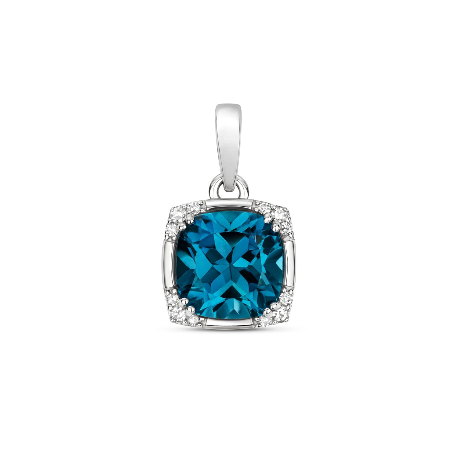 Blue Topaz & Diamond Pendant