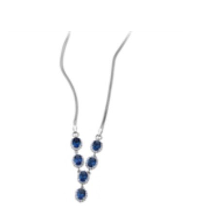 Silver Blue & White Stone Necklace (Sn062b)