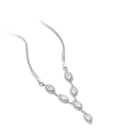 Silver Marquis Cubic Zirconia Necklace (Sn139b)