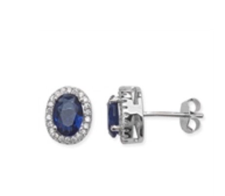 Silver Blue & White Stone Studs (Se199d)