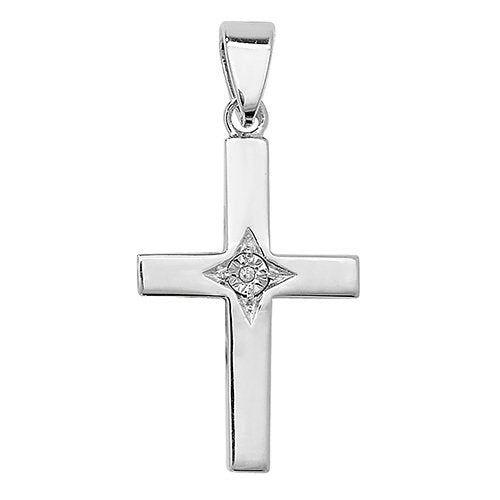 Silver Cross Set With Cubic Zirconia