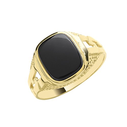 9ct Gold Square Onyx Ring (Rn607)