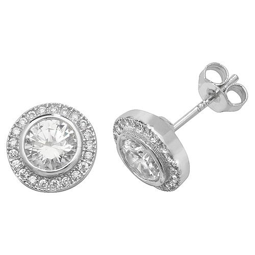 Silver Round Cubic Zirconia Studs (G51083)