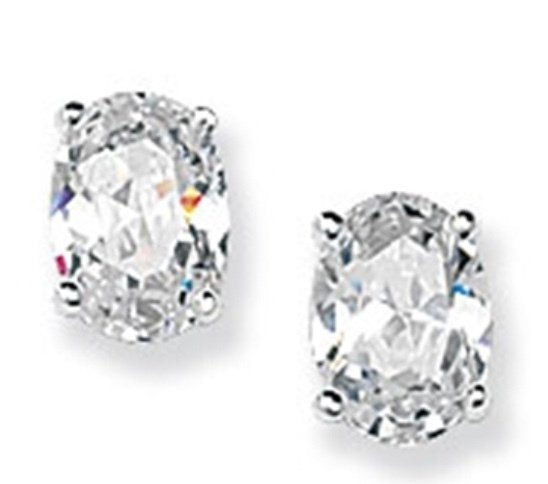 Silver Oval Shape Cubic Zirconia studs (Se299b)