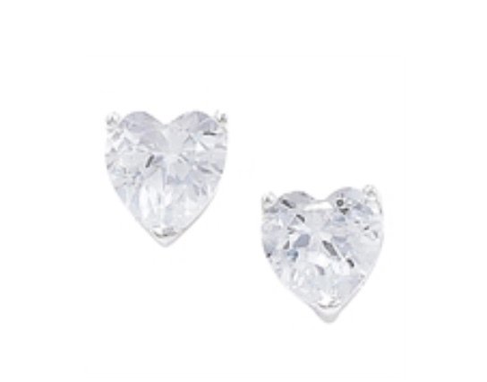 Silver Heart Shape Cubic Zirconia Studs (Se600a)