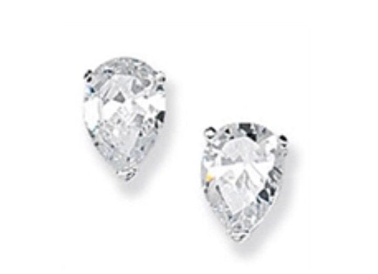 Silver Pear Shape Cubic Zirconia Studs (Se306b)