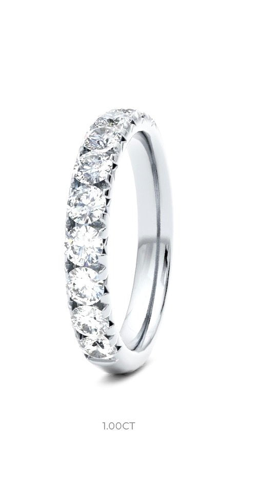 9ct Brilliant Cut  French Pave Wedding Ring (Fpf-340-040-080)
