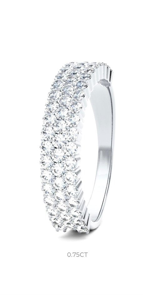 9ct .60ct Round Brilliant Cut Triple Row Claw Wedding Ring (Trc-430-040-060)