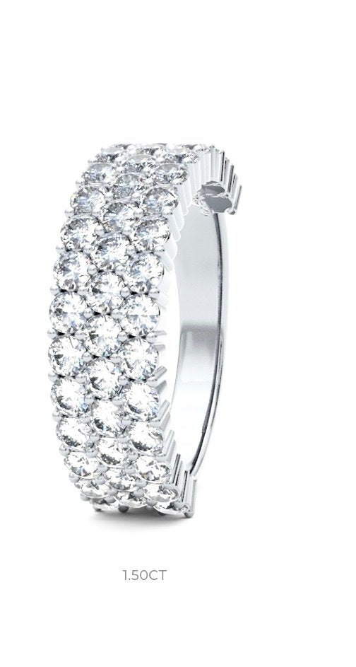 9ct 1.20ct  Round Brilliant Cut Triple Row Claw Wedding Ring (Trc-610-040-120)