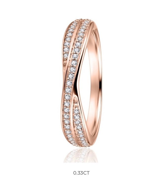 9ct Rose Gold Diamond Shaped Crossover Wedding Ring (Rib-420-050-020)