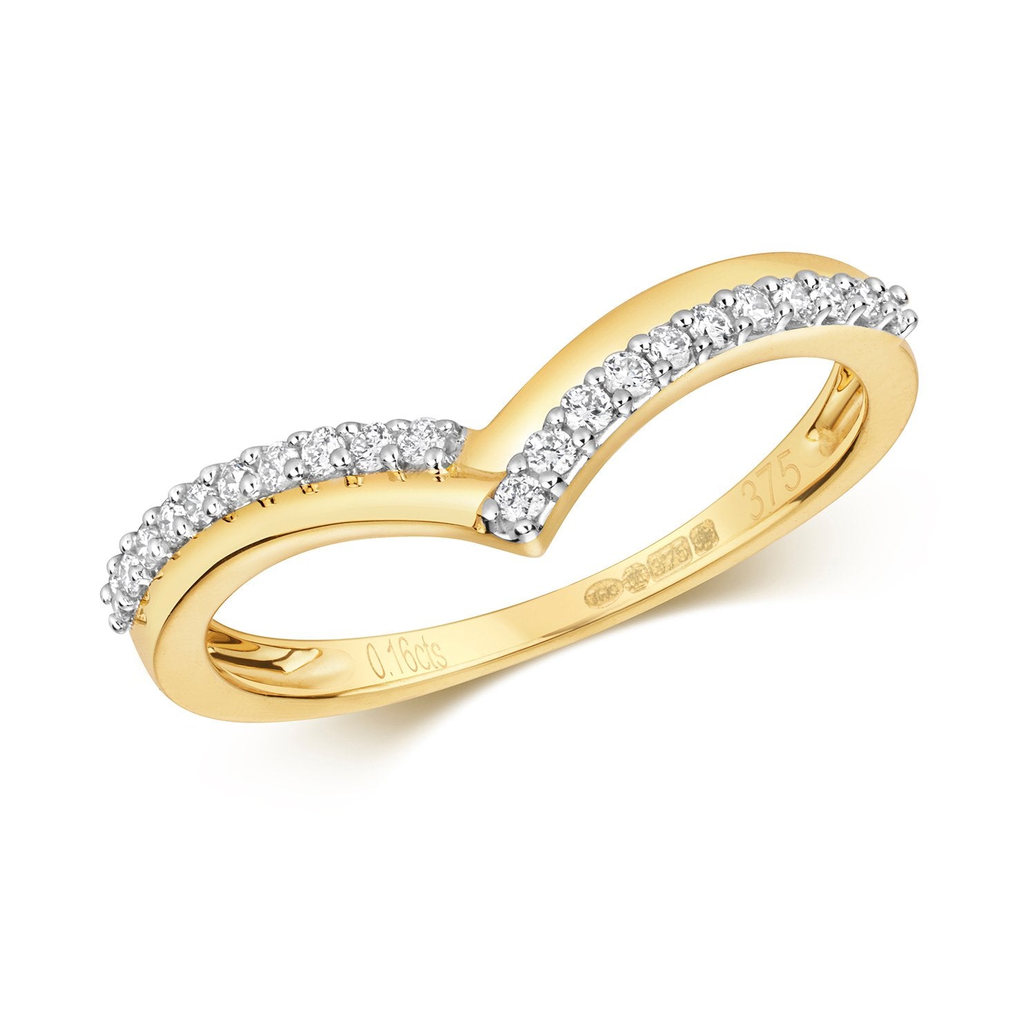 9ct Brilliant Cut Diamond Shaped Wishbone Ring (Rd568)