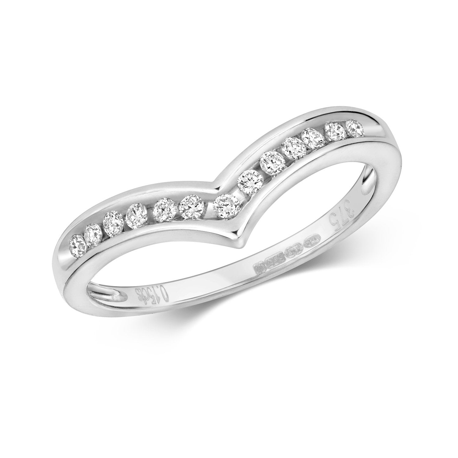 9ct Channel Set Diamond Shaped Wishbone Ring (Rd338w)