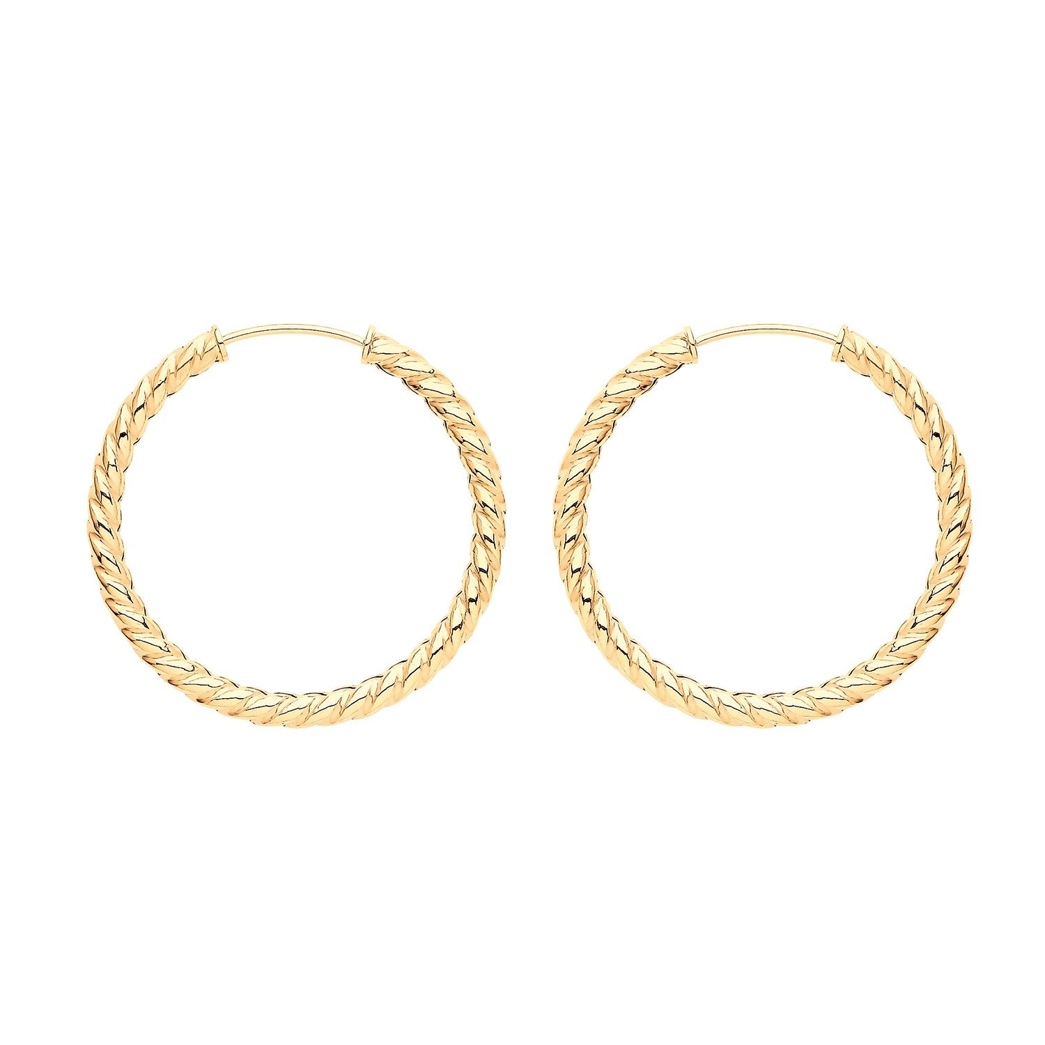 9ct Yellow Gold Twisted 21mm Sleepers (Es181-21)