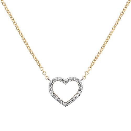 9ct Yellow Gold C/Z Heart Necklace (Nk344)