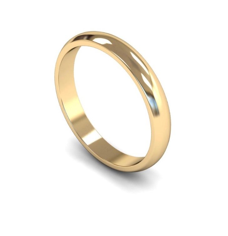 9ct 3mm Light D Shape Wedding Ring