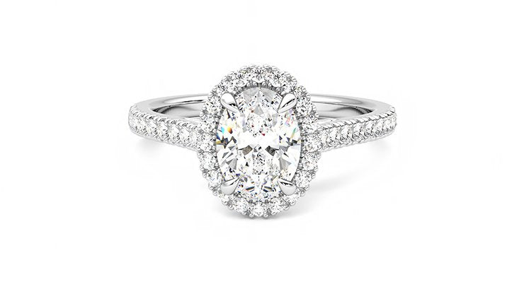1.81ct Halo Set Oval Lab Grown Diamond Solitaire Ring (Ohwo1-pt)