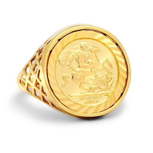 9ct Gold Copy Half Sovereign Ring (R0027)