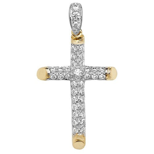 9ct Yellow Gold Large Cubic Zirconia Cross (Pn1031)